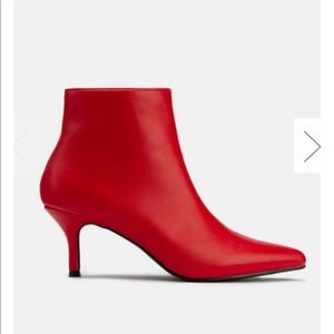 Red leather booties Miss Lola
